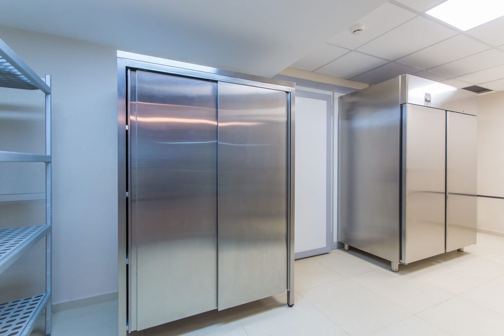 Fridge and shelves in a professional kitchen